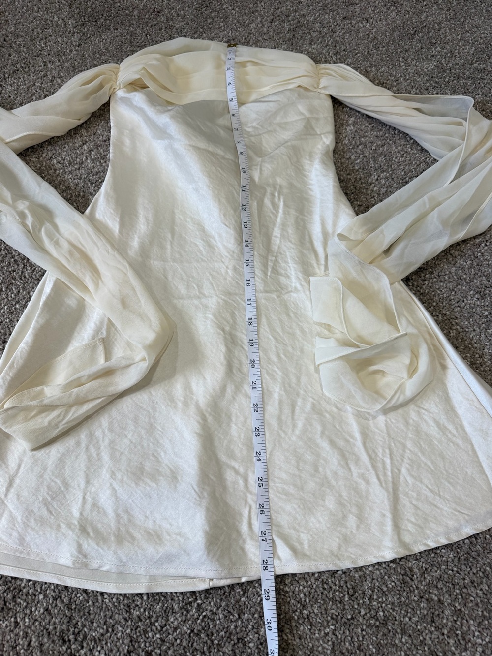 NWT Princess Polly Cream Strapless Off-Shoulder Draped Tie Back Mini Dress 6 - Picture 6 of 10